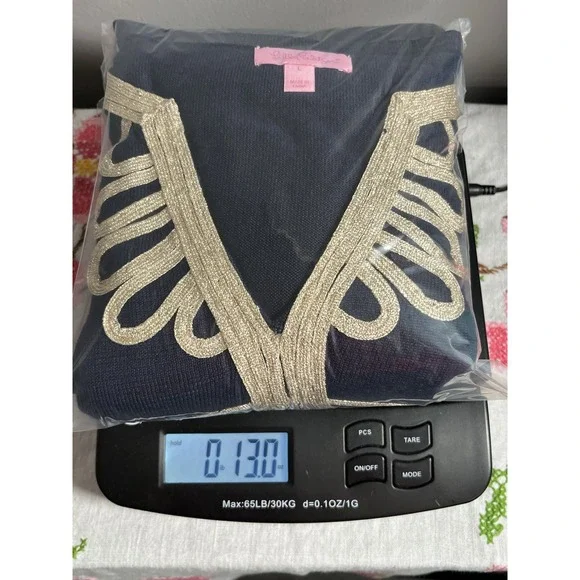 Lilly Pulitzer Devlin Sweater Shift‎ Dress Navy Blue Merino Wool Sz L - Picture 11 of 11